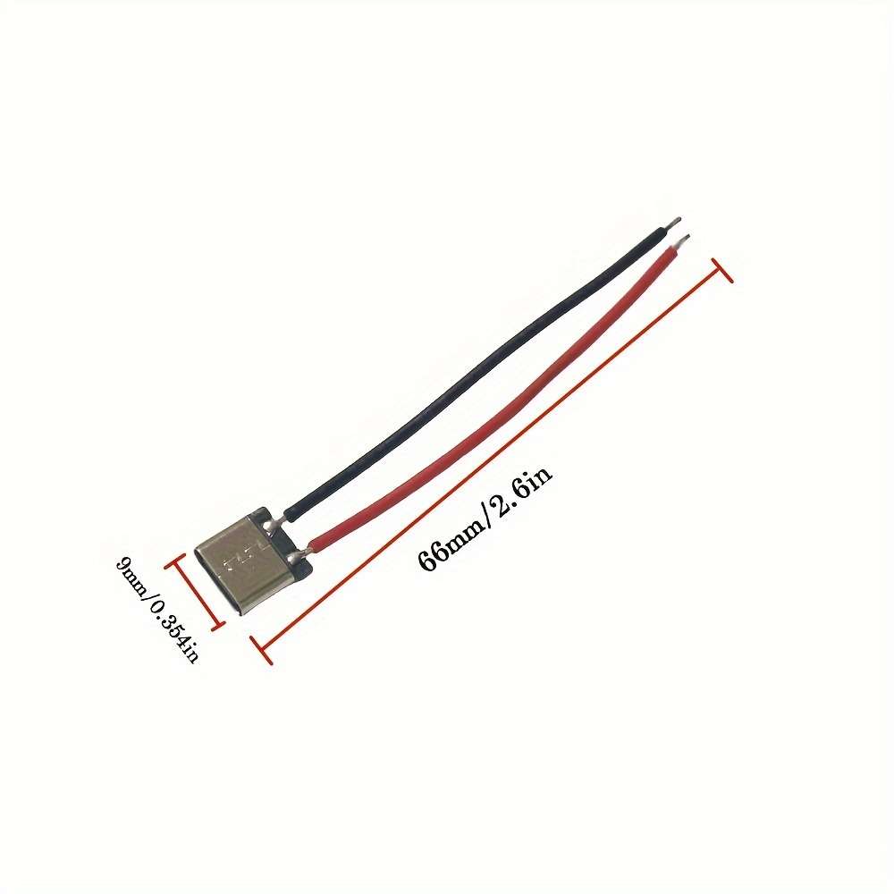 5pcs USB Type-C 2P Solder Wire Mother Head Cable Mobile Phone Charging Cable