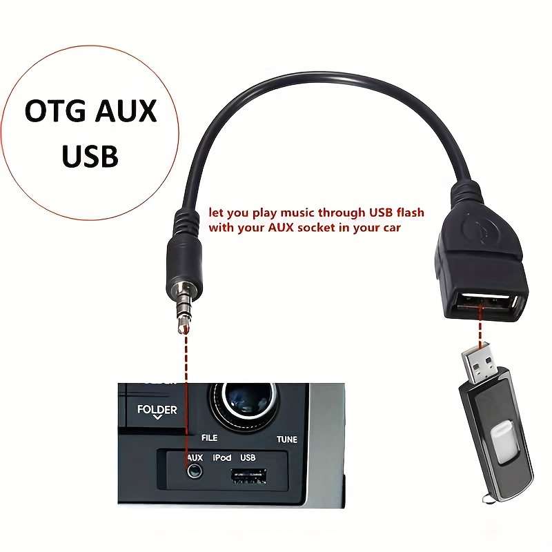1pc Car Aux Conversion Usb Cable CD Machine MP3 Audio Cable USB To 3.5mm Audio T-port Plug Conn