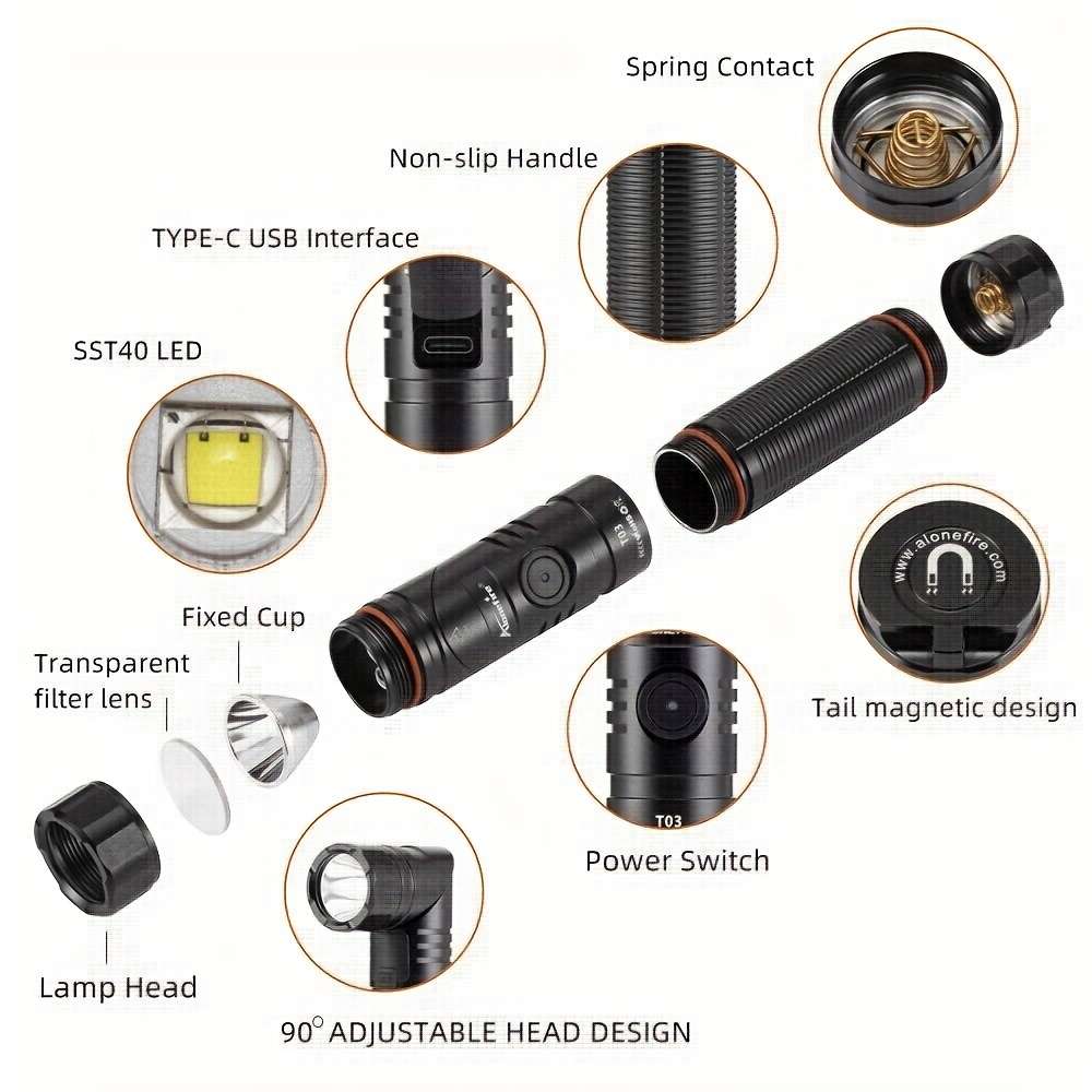 Flashlight Color Black Modelsst40 Led