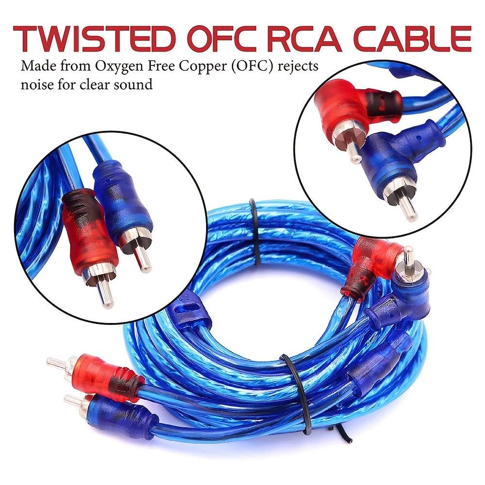 1pc 10GA Audio Rca Cables Car Audio Cable Installation Kit