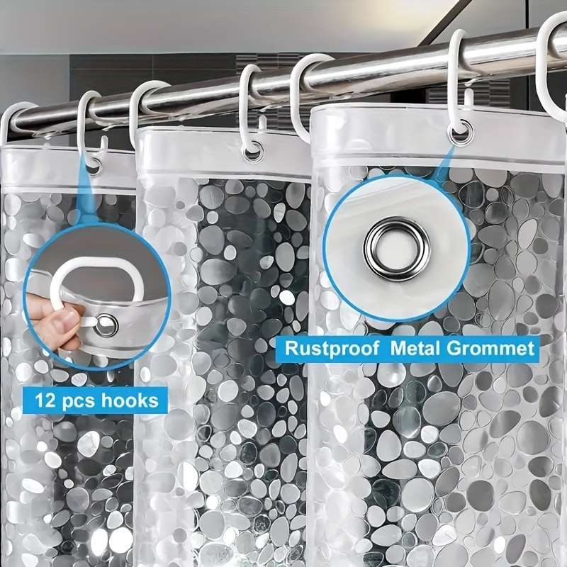 Waterproof Shower Curtain Color Cobblestone Size 71X78.7In180X200Cm