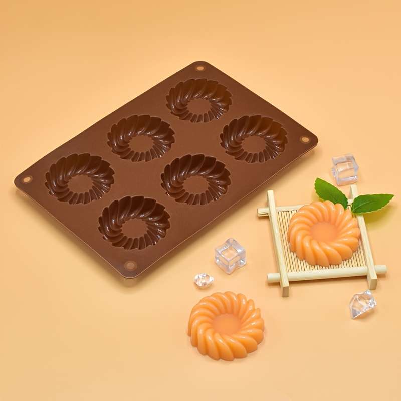 Suitable For Baking Molds Model 1Pc 6 Flowers Silicone Brown Opp Packaging