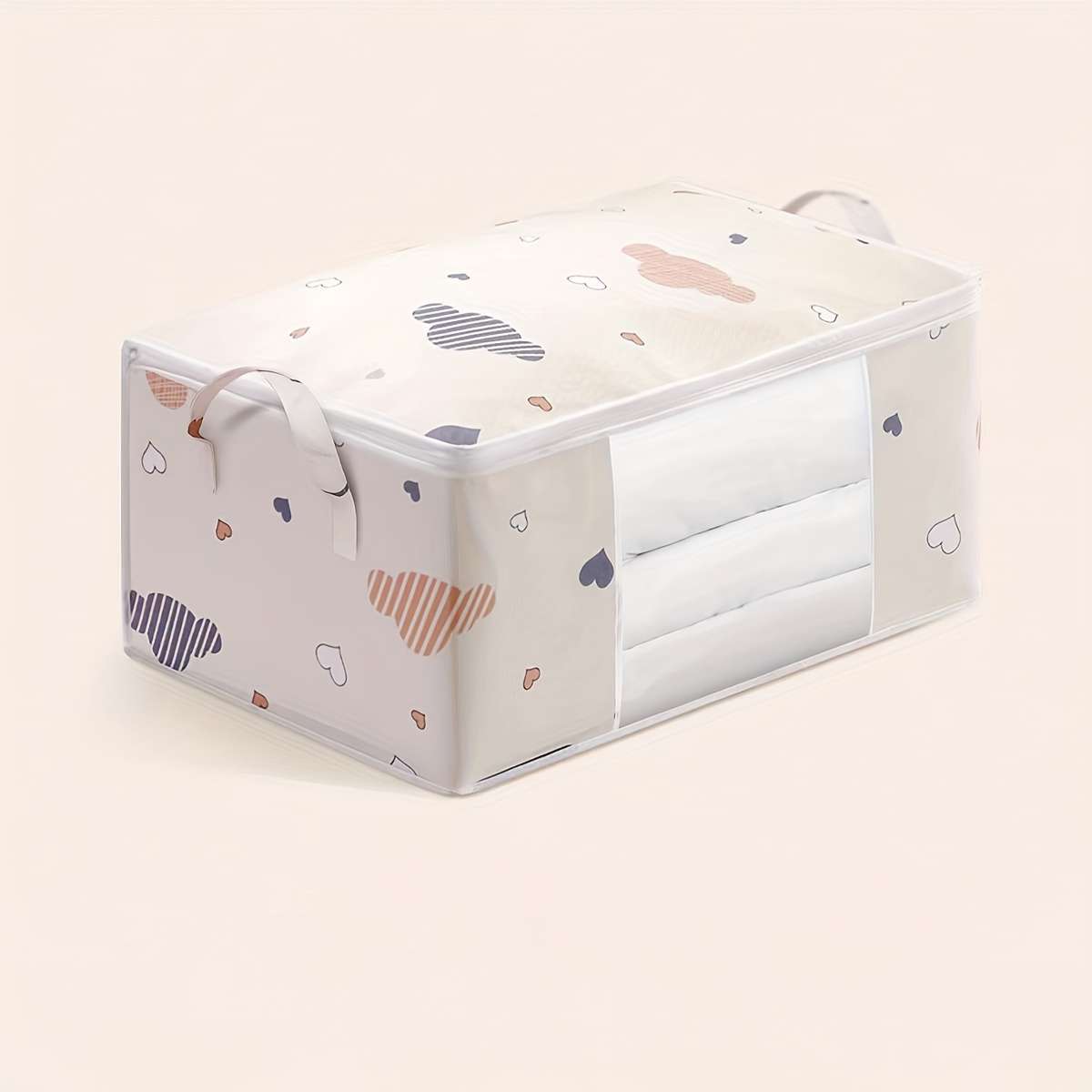 2Pcs Organizer Tote For Quilts Jumbo Clothes Beige Lx