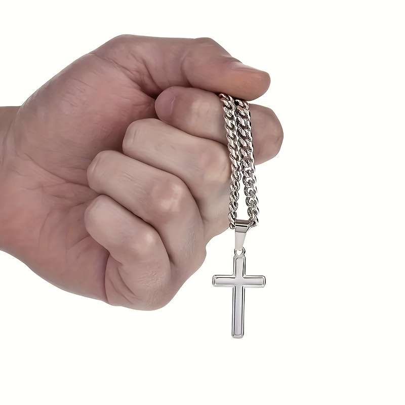 Faux Pearl Cross Pendant Necklace