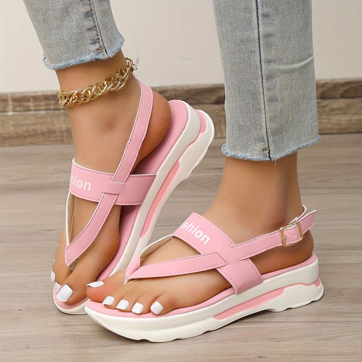 Ladies Summer Flip Flops Red Uk 8.5