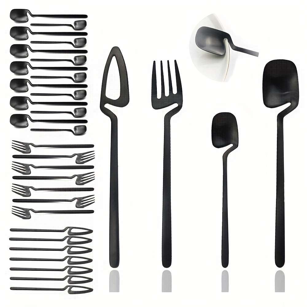 32pcs Stainless Steel Cutlery Set for 8 Matte Finish Includes Knife Fork Spoon Teaspoon