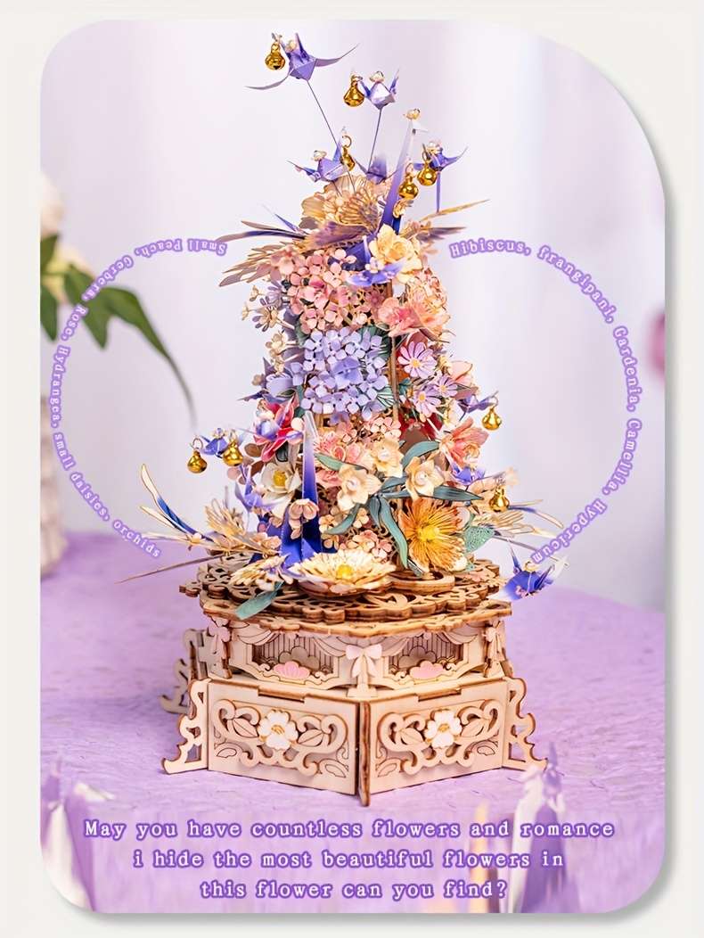 3D Puzzle Musical Instrument Model Items Drunken Flower   Music Box