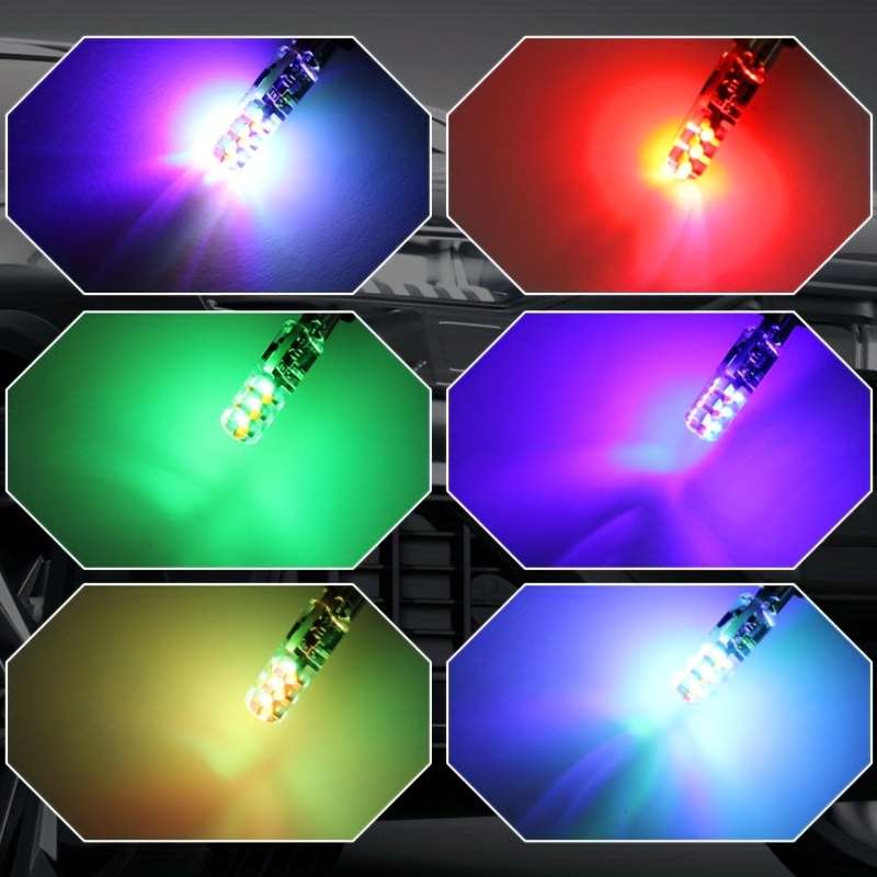 1 Set Car LED Lights New COB RGB Demonstration Wide Light T10 Colorful Burst Flash Co