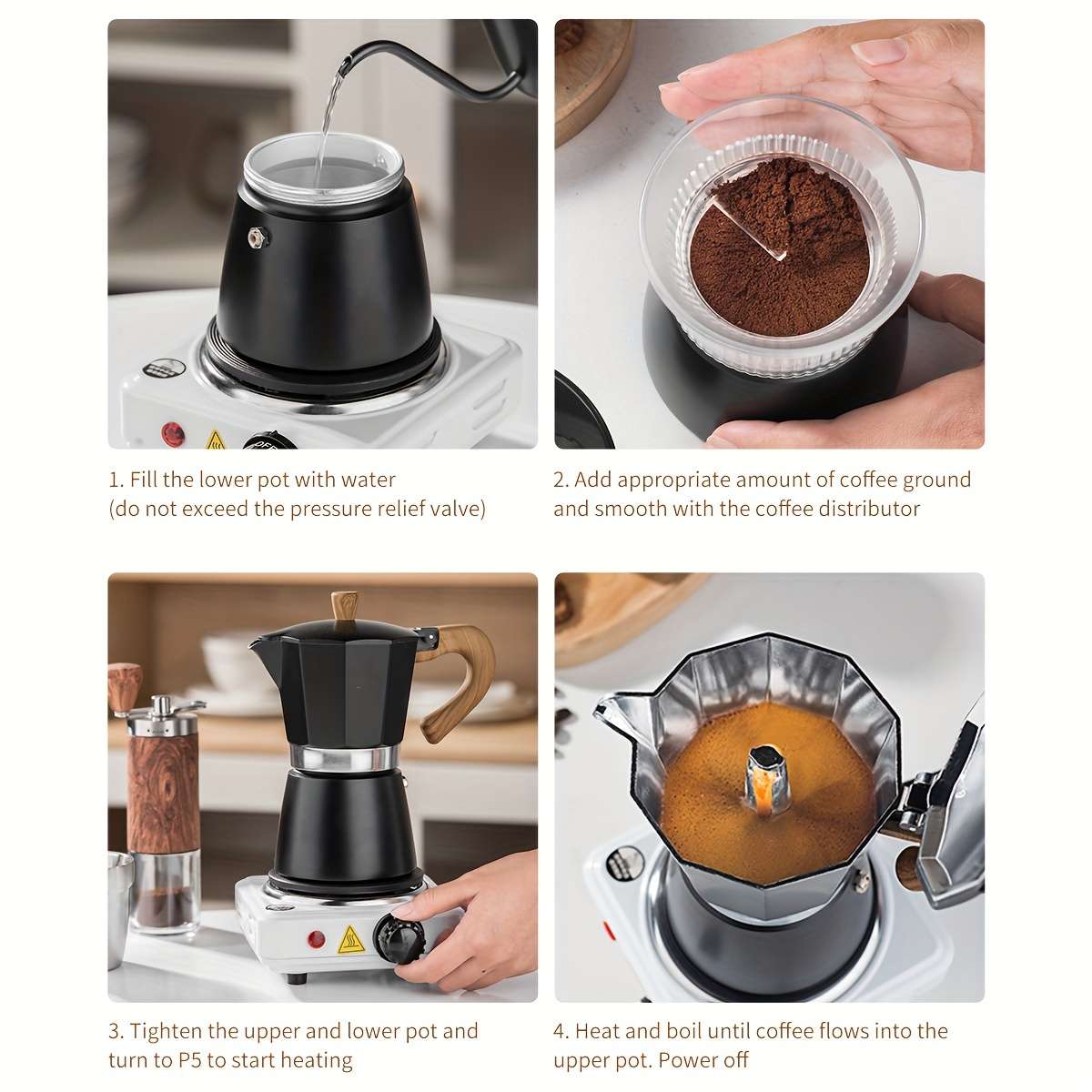 Coffee Machine Model 3 Cups Moka Pot Gift Set