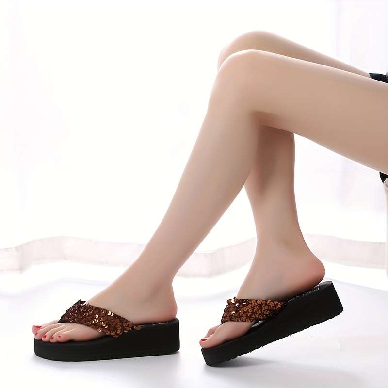 Ladies Summer Flip Flops Dark Brown Uk 6