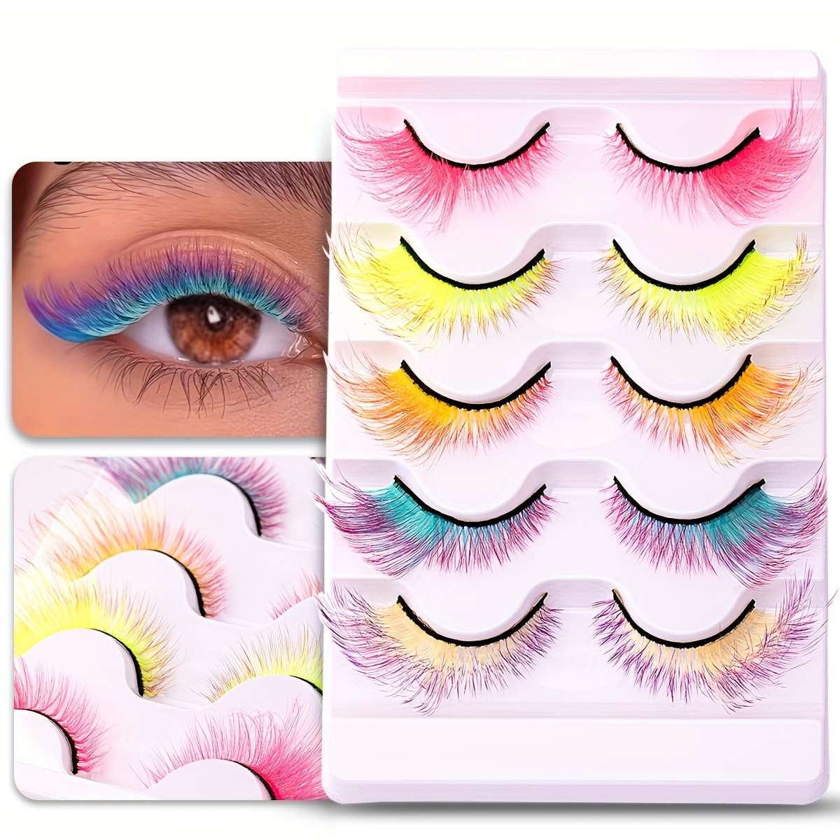 5 Pairs Luxury Natural Fluffy Mink Lashes Model Color Mix5