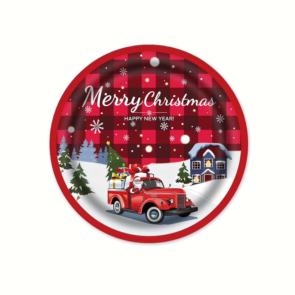 Christmas Tablecloth Style 16 Pcs 7Inch Plates