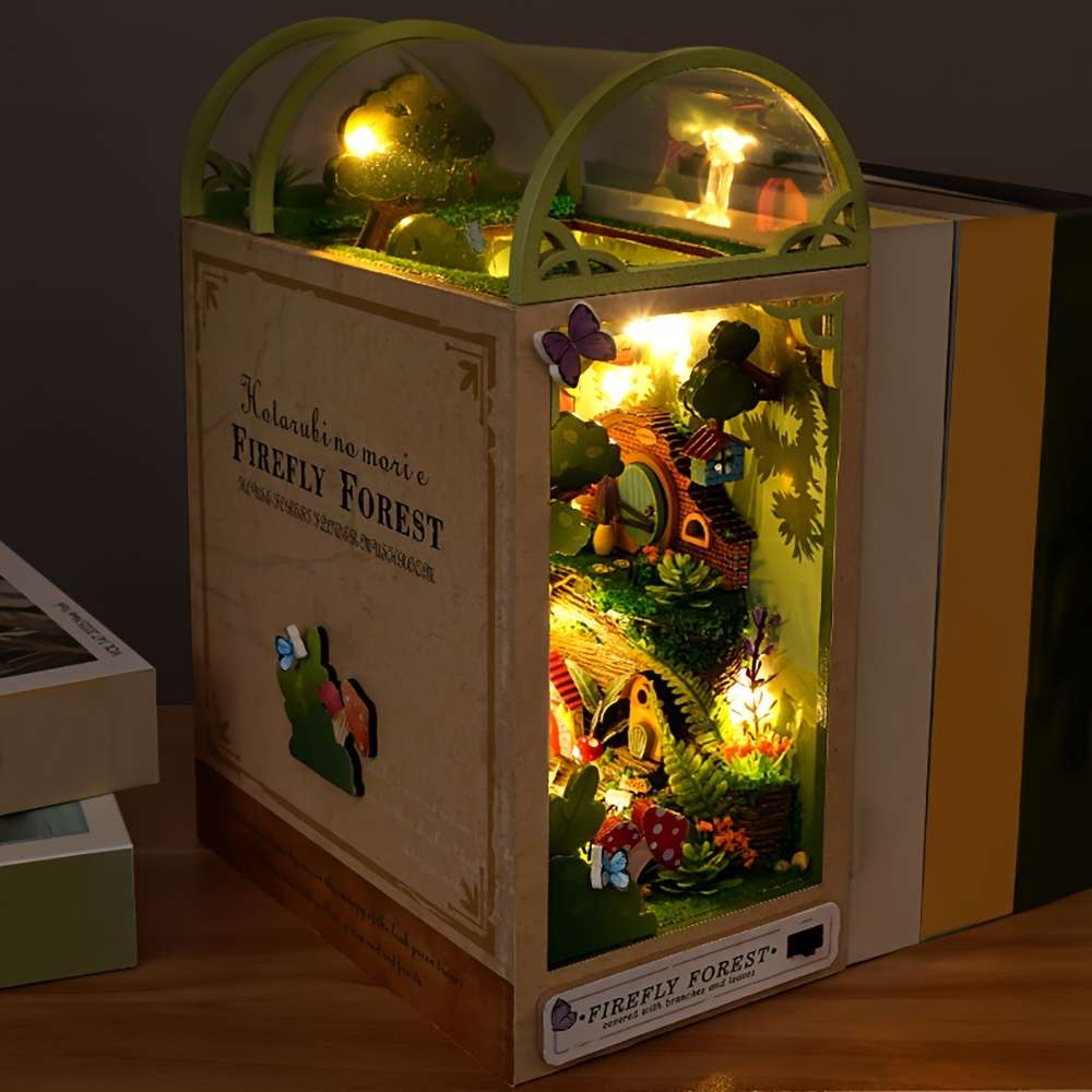 Diy Forest House Building Kit Wood 3D Puzzle Book With Glowing Like