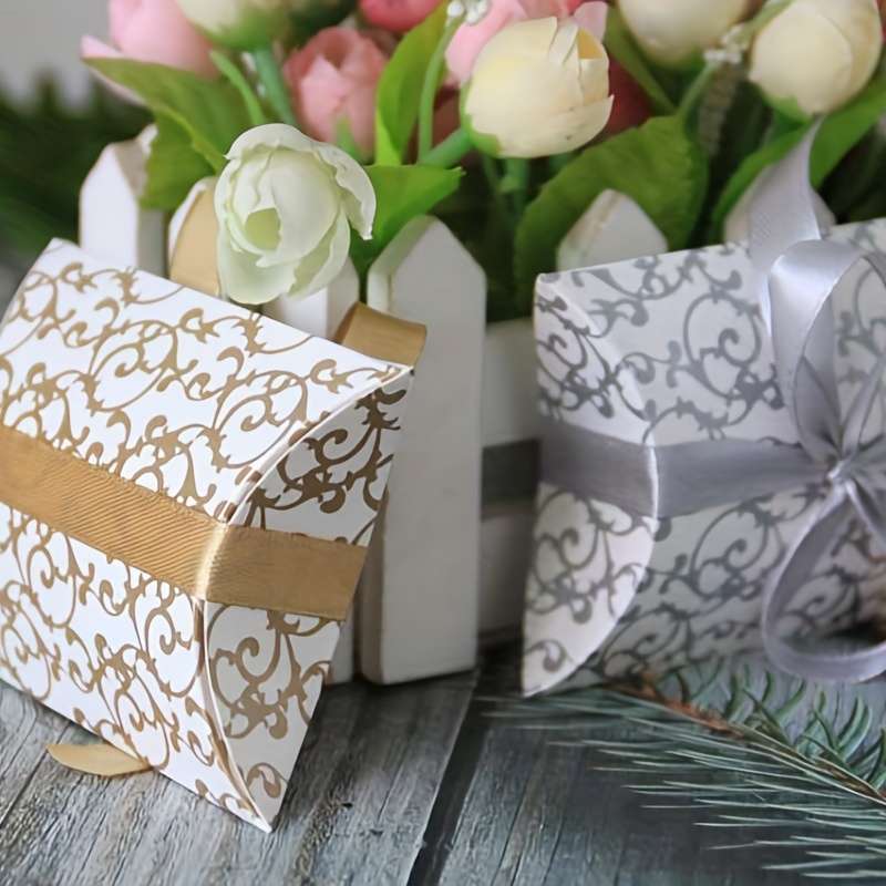 Christmas Gift Boxes Color 10Pcs -5 Golden  ADD 5 Silvery