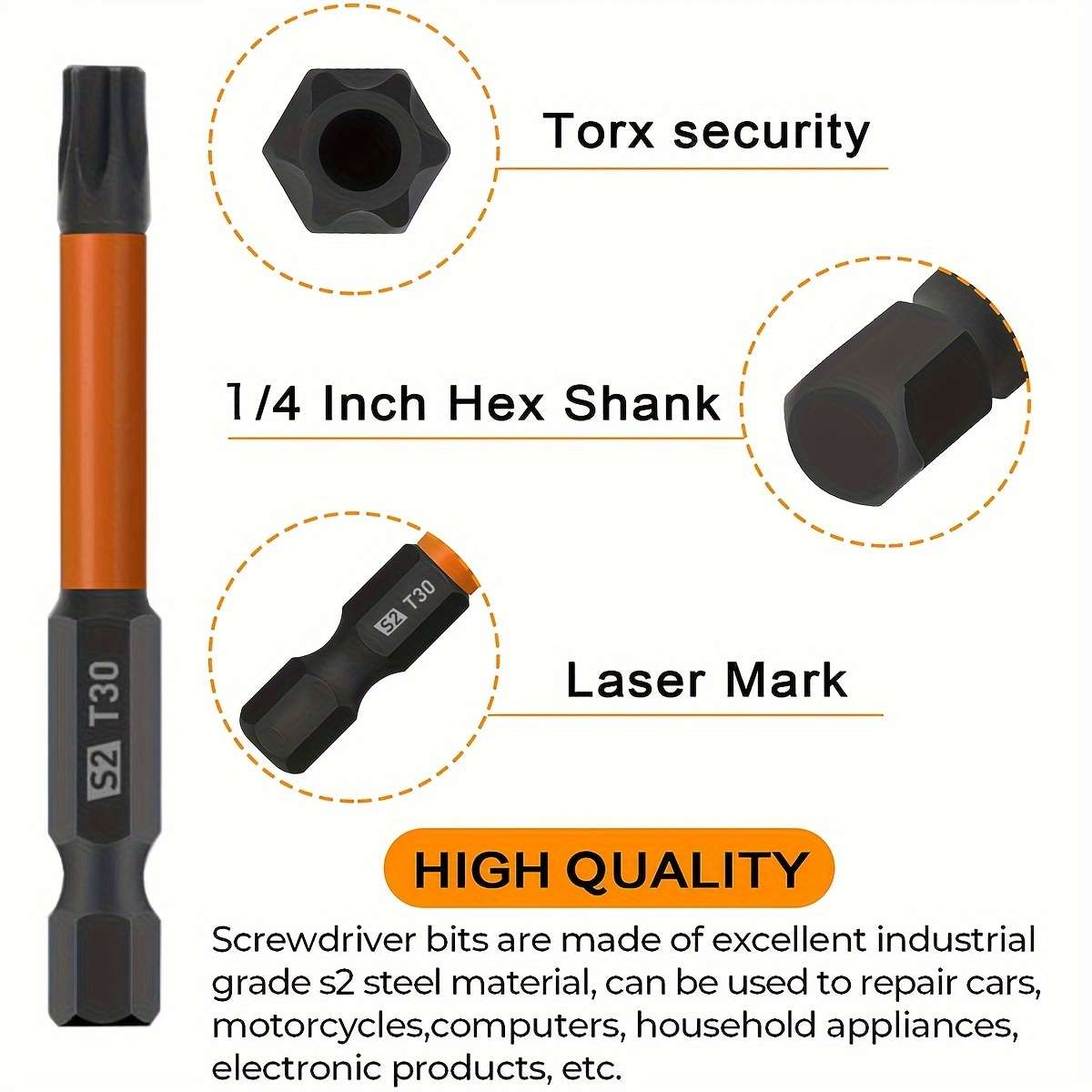 Screwdriver Bit Tool Set Items 12Pcs 25Mm Tamper Proof Bits