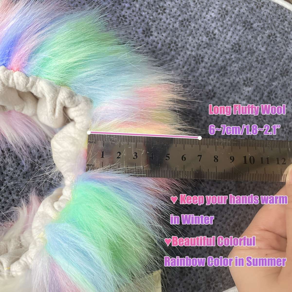 Car Steering Wheel Cover 5Pcs Middle Fluffy Red