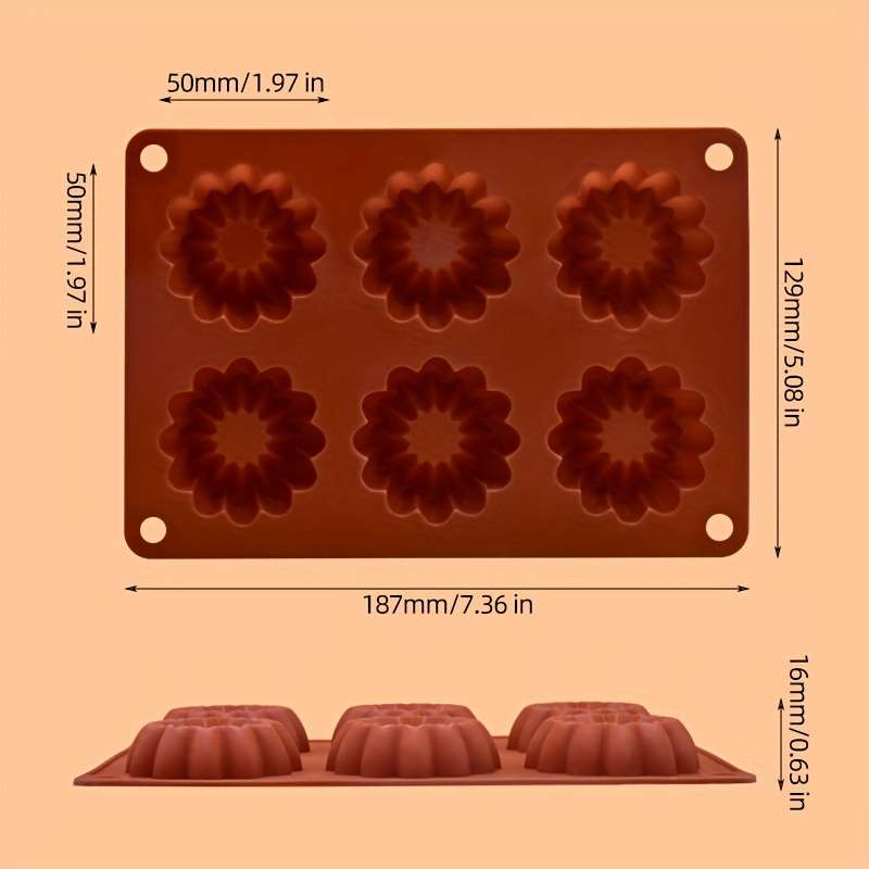 Suitable For Baking Molds Model 1Pc 6 Flowers Silicone Brown Opp Packaging