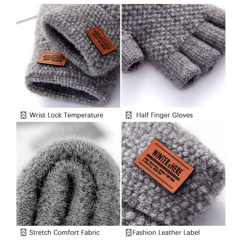 Gloves Color Dark Gray Leather Label