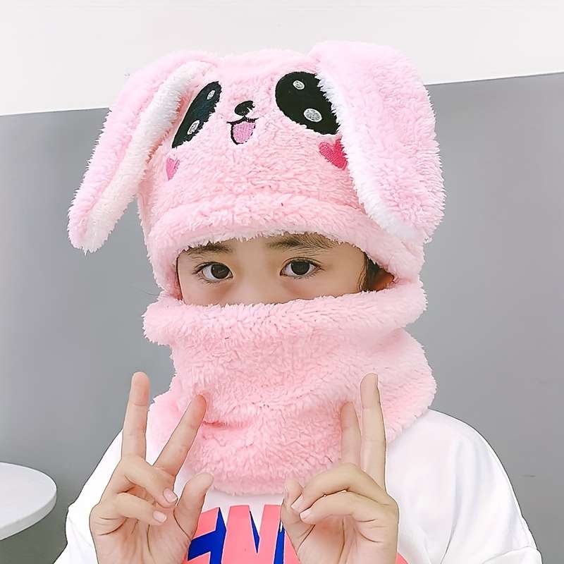 Hat Color Pink  Hat And Scarf Integrated