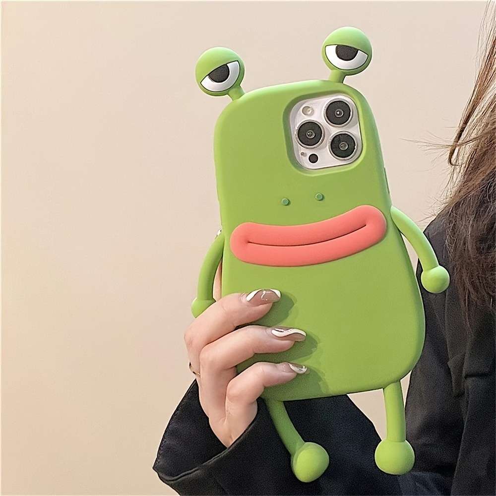 1Pc Green For iPhone 14 3D Big Eyes Frog Phone Case