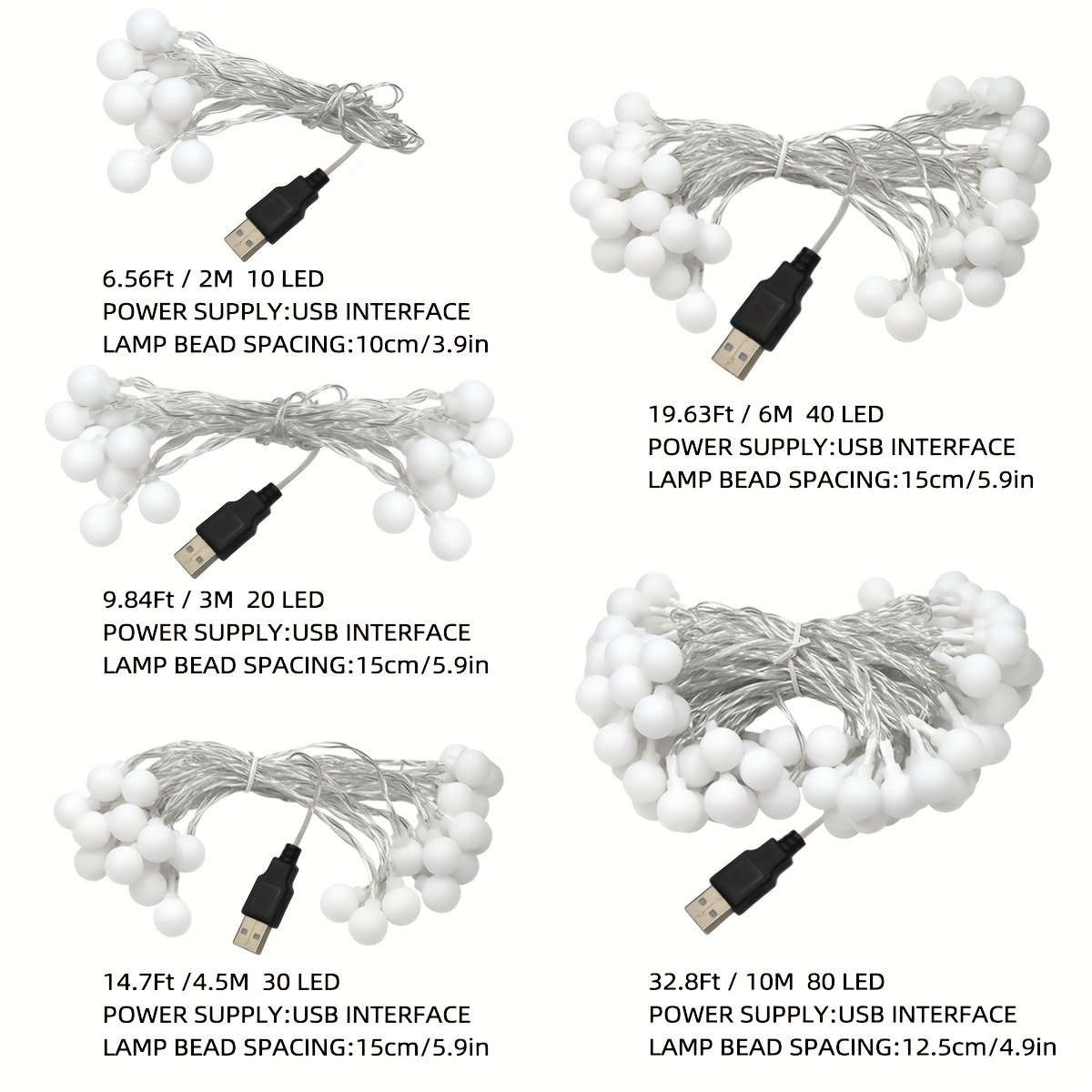 String Lights Color Warm White Usb  Size6.56Ft 2M 10Led