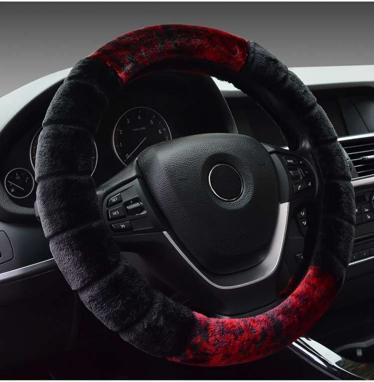 Car Steering Wheel Cover Reddish Black