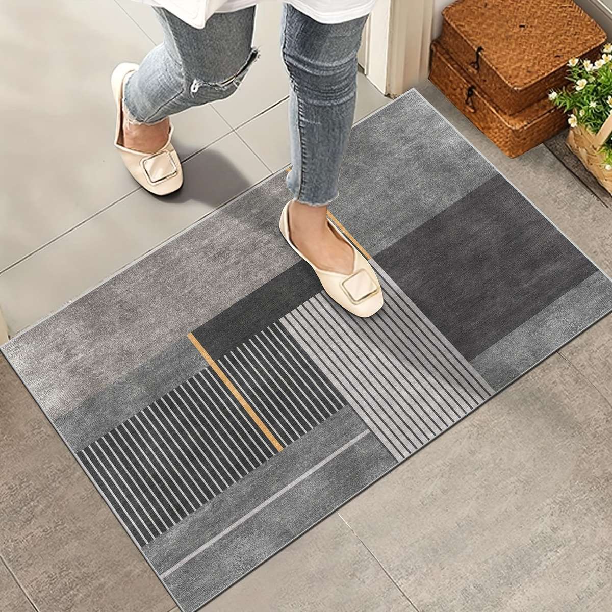 Floor Mats Size 40X60Cm Style Light Luxury Geometry