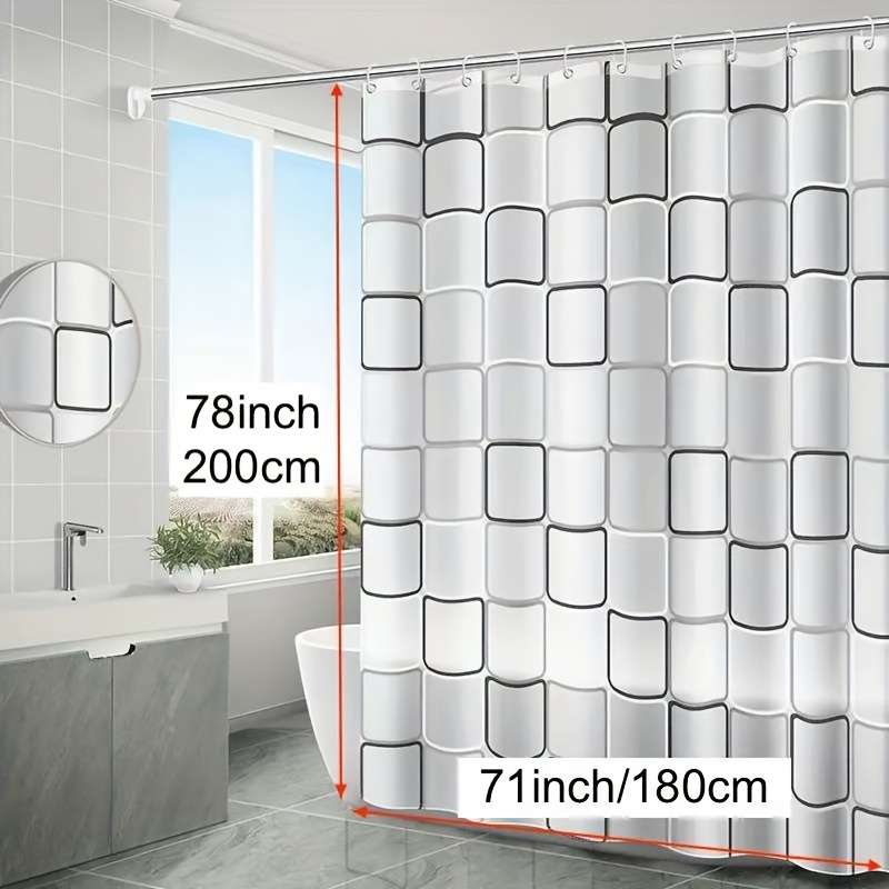 Waterproof Shower Curtain Color Black And White Large Square Size 71X78.7 180X200Cm