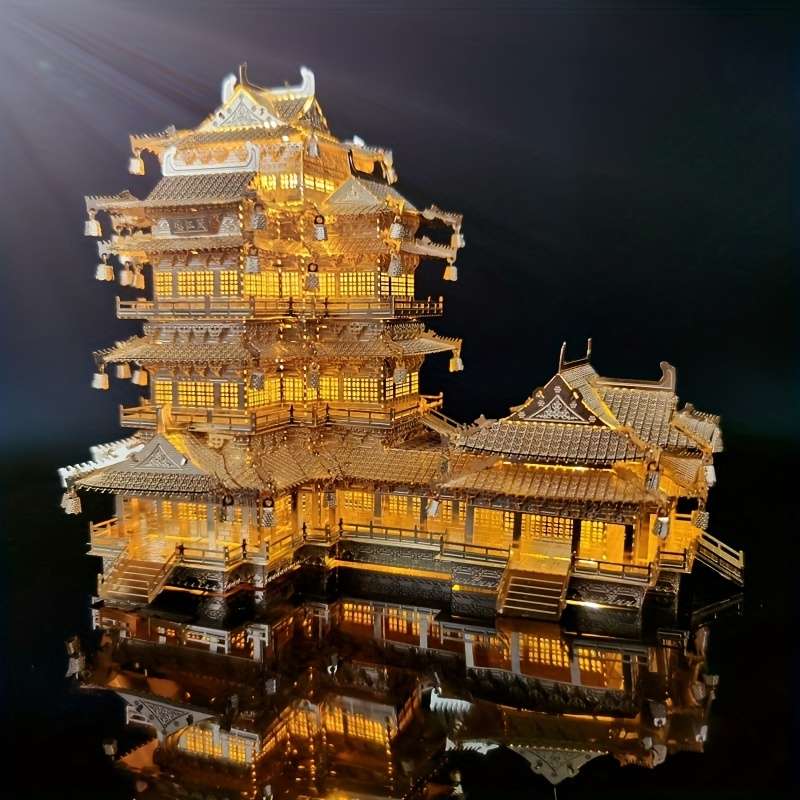 3D Building Model Puzzle Set Style Yuejiang Tower