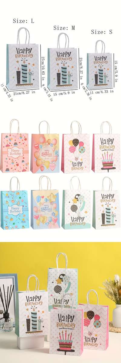 Gift Bags Color 8Pcs-8 Color Mixed Packaging Size S