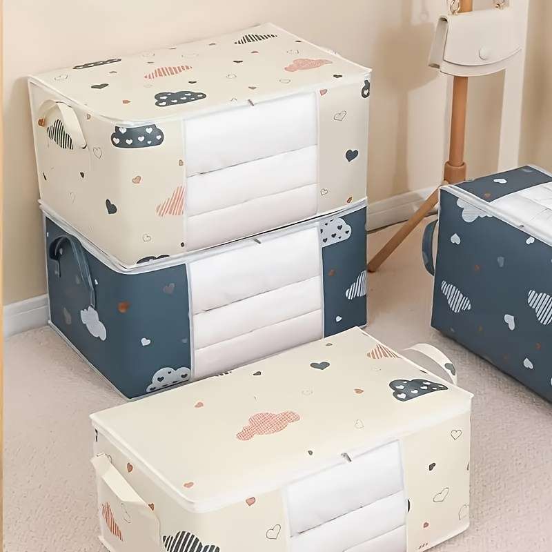 2Pcs Organizer Tote For Quilts Jumbo Clothes Beige Lx