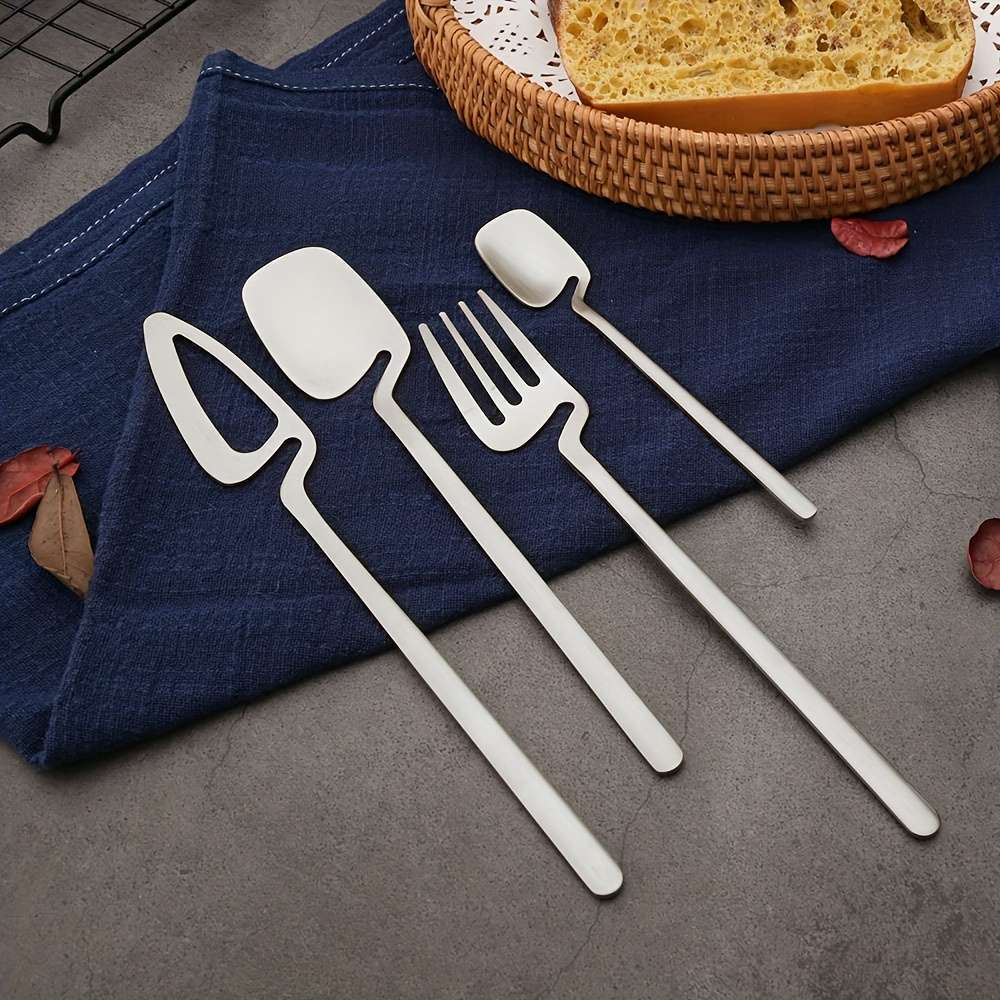 32pcs Stainless Steel Cutlery Set for 8 Matte Finish Includes Knife Fork Spoon Teaspoon