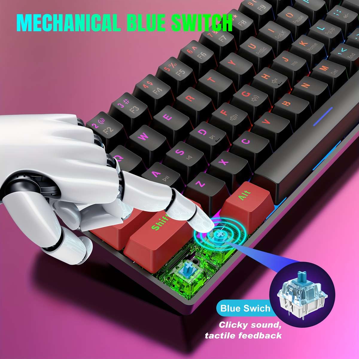 keyboard Items    black and white   red axis ice blue light