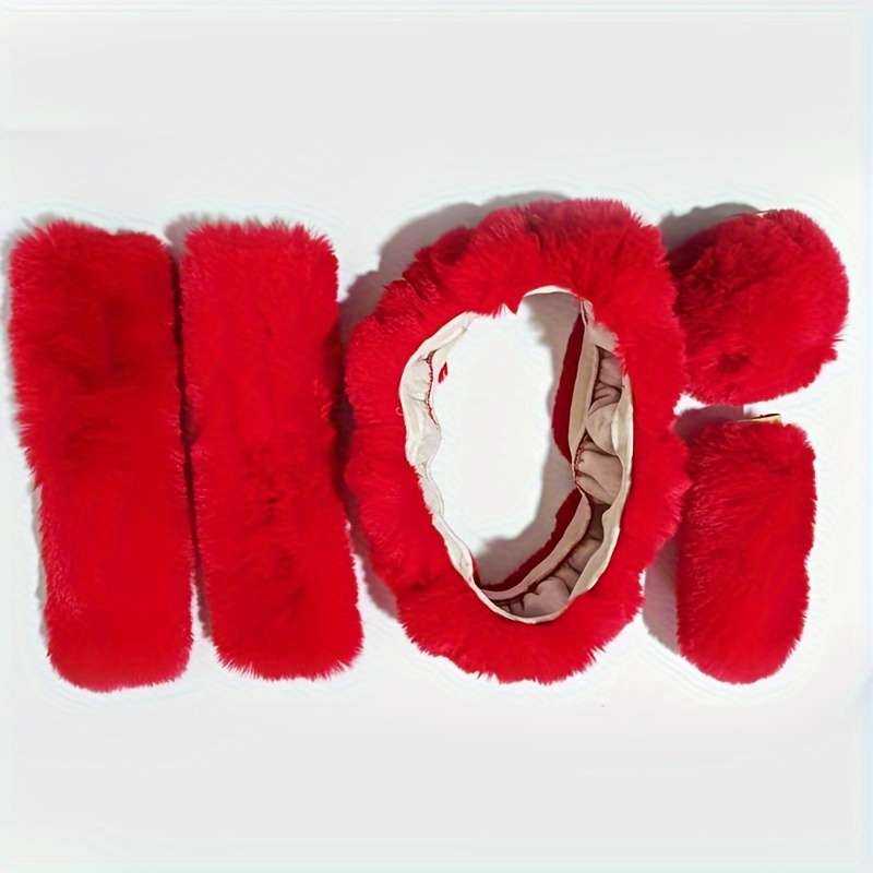 Car Steering Wheel Cover Red 5Pcs