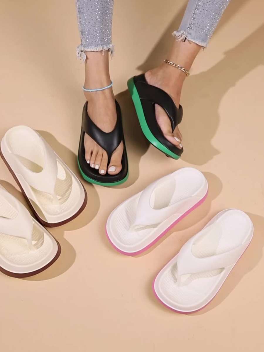 Ladies Summer Flip Flops White Uk 7.5-8