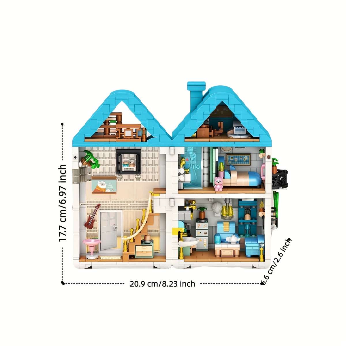 3D Building Model Puzzle Set Model Blue Building Blocks