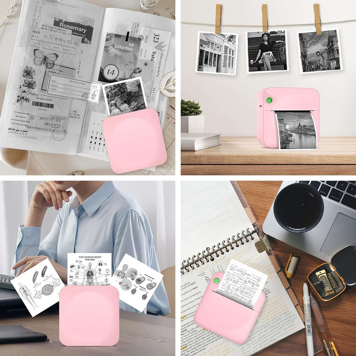Printer Color White  3 Rolls Of Thermal Paper 5.7Cm*2.5Cm  Random Stickers  Storage Bag