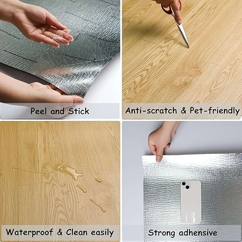 Self Adhesive Floor Stickers Medium Gray Wood Grain 3Rolls
