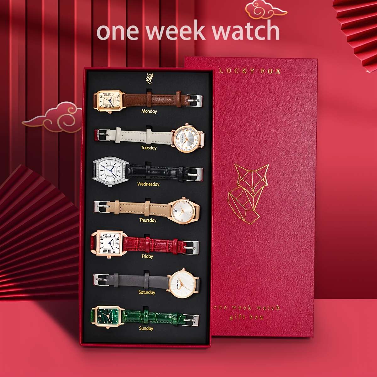 Luckyfox Women Vintage Watch Weekly Theme Collection Weekwatch 1 Week Set