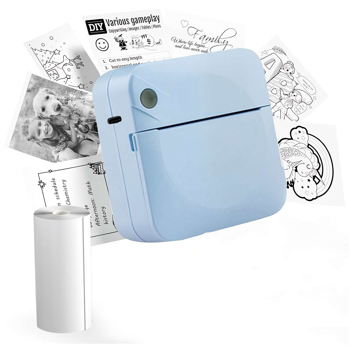Printer Color White  3 Rolls Of Thermal Paper 5.7Cm*2.5Cm  Random Stickers  Storage Bag