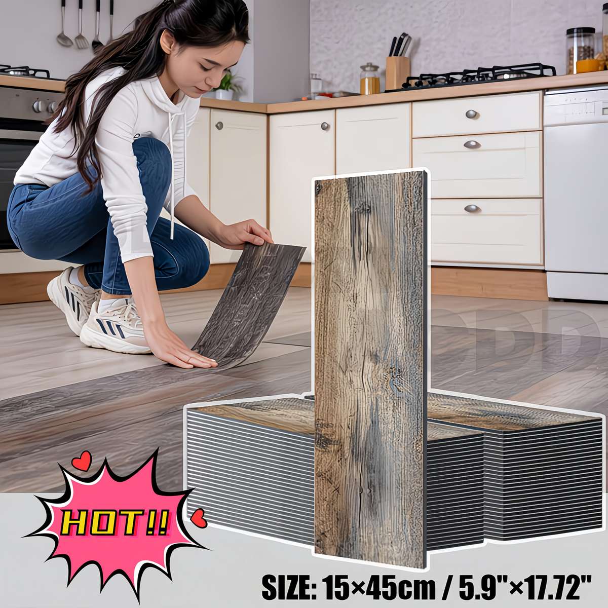 Self Adhesive Floor Stickers Wood Grain 5S