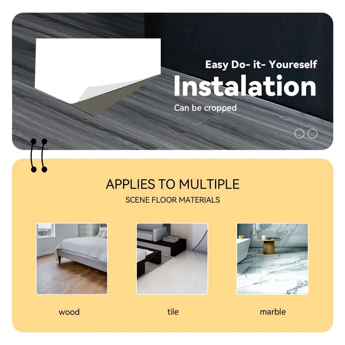 Self Adhesive Floor Stickers Medium Gray Wood Grain 3Rolls