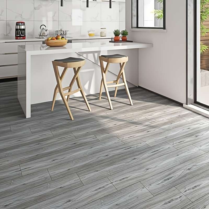 Self Adhesive Floor Stickers Medium Gray Wood Grain 3Rolls