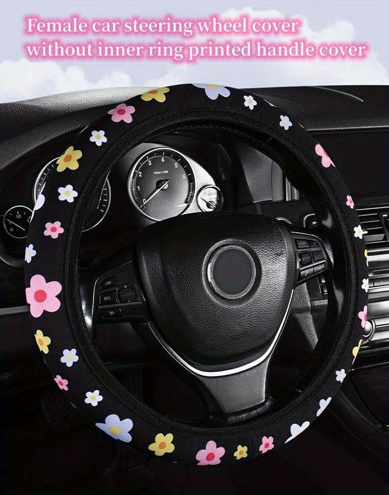 Car Steering Wheel Cover White Flower