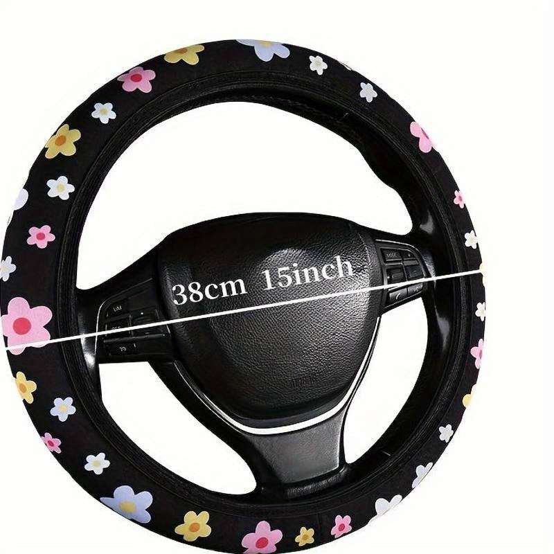 Car Steering Wheel Cover White Flower