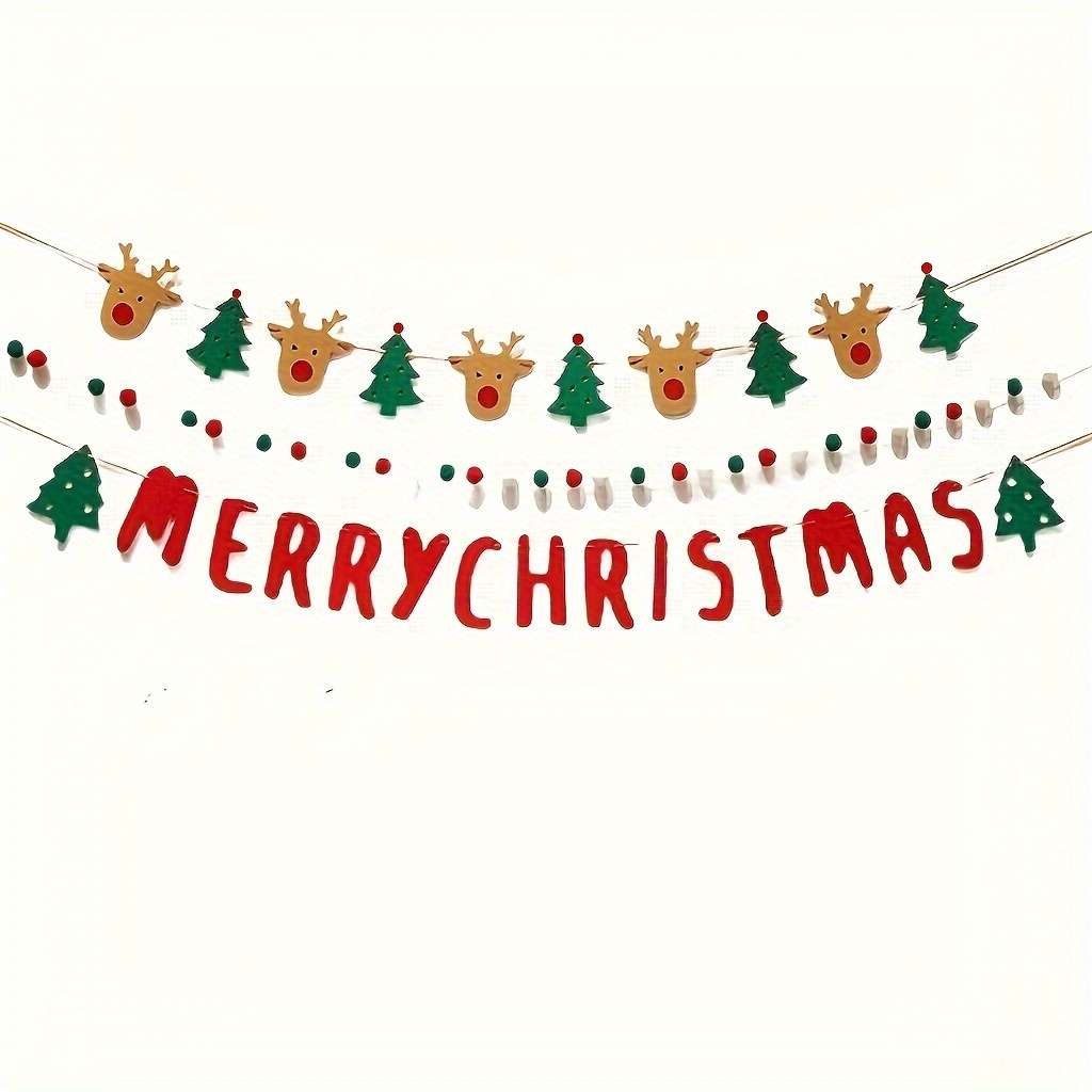 Christmas Lights Christmas Tree And Deer Flag