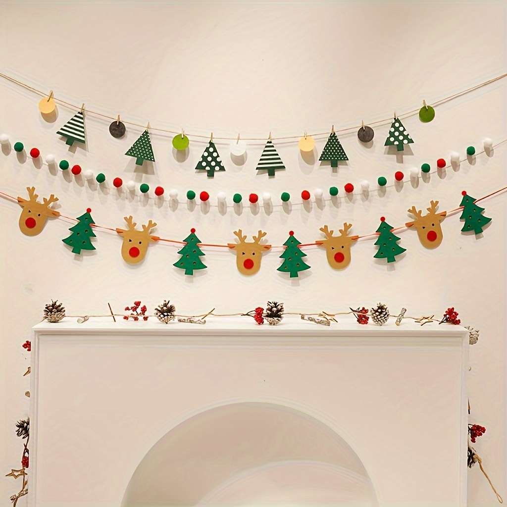 Christmas Lights Christmas Tree And Deer Flag