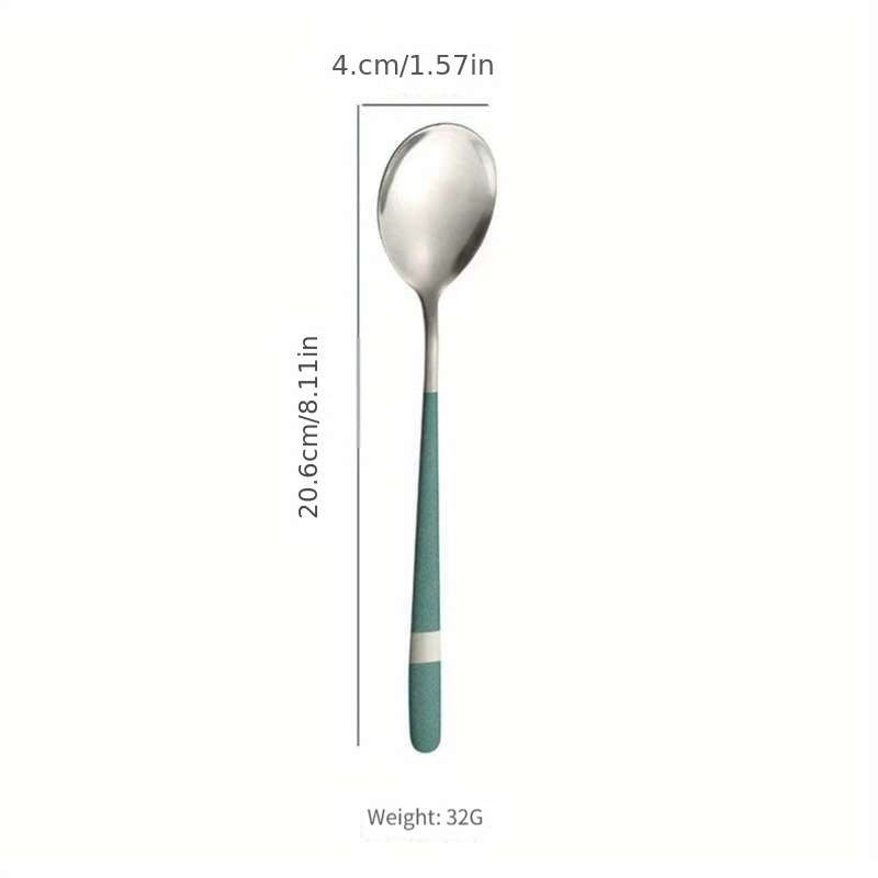 5pcs Stainless Steel Spoon Set Rustproof Long Handle Suitable for Family Gatherings and Rest