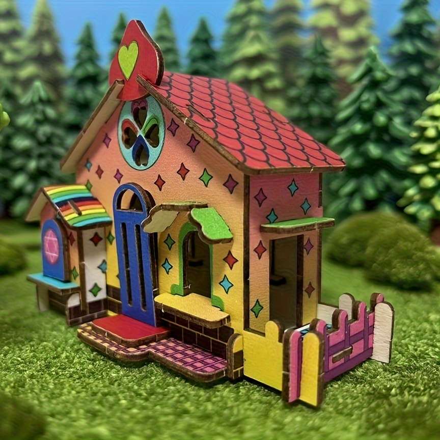 Building Toy Architectural Model Toy Set Style Forest Cabin Series Quantity 3Pcs