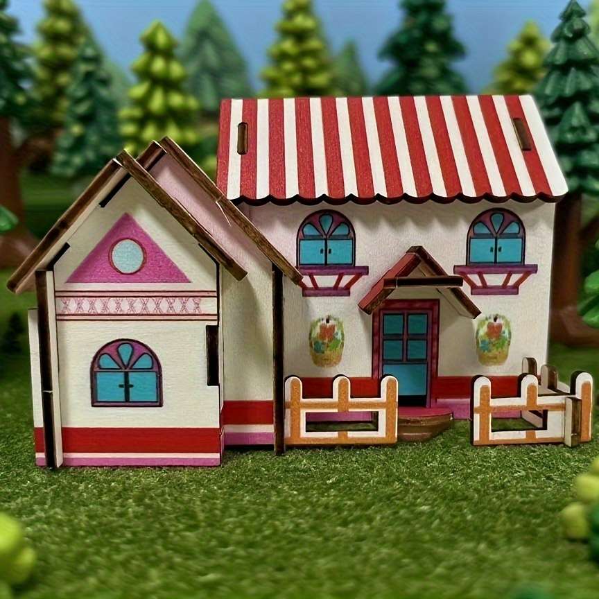 Building Toy Architectural Model Toy Set Style Forest Cabin Series Quantity 3Pcs